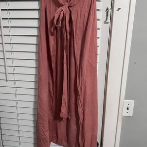 VENUS Pink Maxi A-Line Skirt with Tie Front